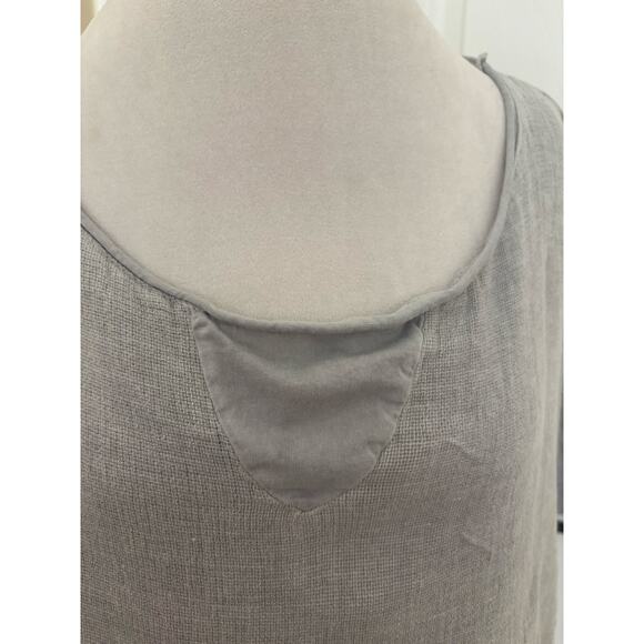 Colette Italy Made Linen Blend Shirt Crop Top Gray Short Sleeve - Picture 5 of 7
